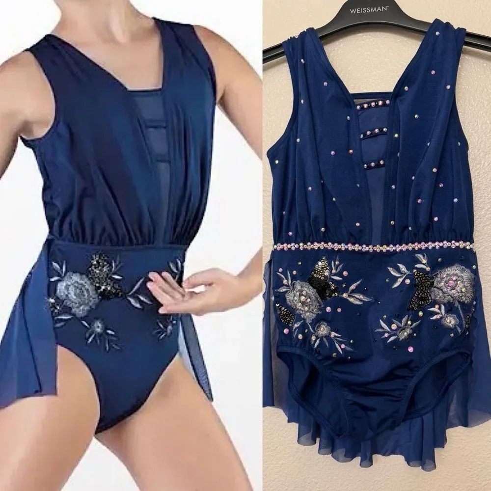 WEISSMAN custom solo Dance Costume navy blue Boardwalks SH12517 IC- child 7/8
